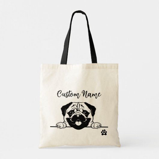 Bewerkbare PUG-Canvas tas | Aangepaste huisdierenn (Achterkant)