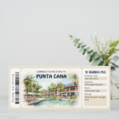 Bewerkbare Punta Cana Boarding Pass Vliegticket Kaart (Staand voorkant)