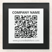 Bewerkbare QR-code en eenvoudig  ontwerp Glazen Onderzetter (Voorkant)