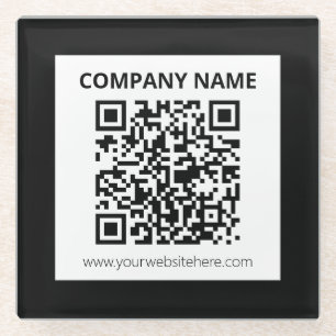 Bewerkbare QR-code en eenvoudig  ontwerp Glazen Onderzetter