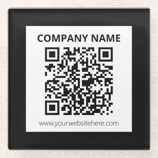 Bewerkbare QR-code en eenvoudig  ontwerp Glazen Onderzetter (Voorkant)