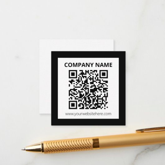 Bewerkbare QR-code en eenvoudig  ontwerp Informatiekaartje (Voorkant / Achterkant in situ)