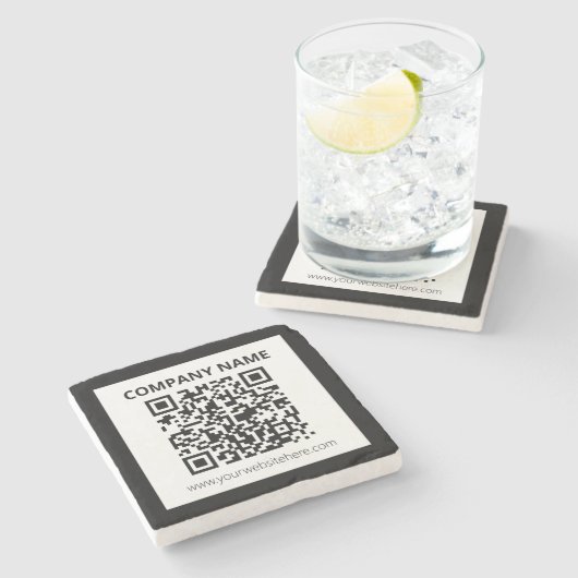 Bewerkbare QR-code en eenvoudig ontwerp Stenen Onderzetter (Zijkant)