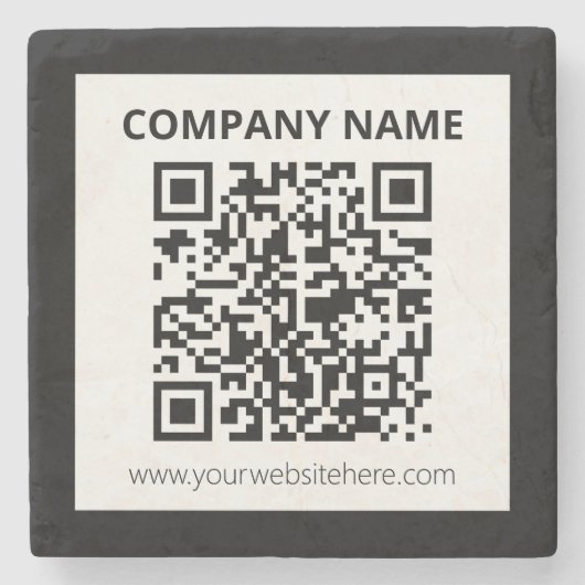 Bewerkbare QR-code en eenvoudig ontwerp Stenen Onderzetter (Voorkant)