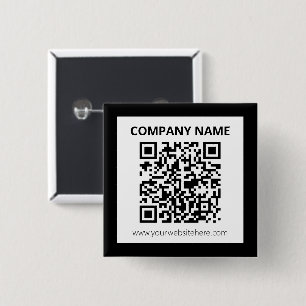 Bewerkbare QR-code en eenvoudig  ontwerp Vierkante Button 5,1 Cm