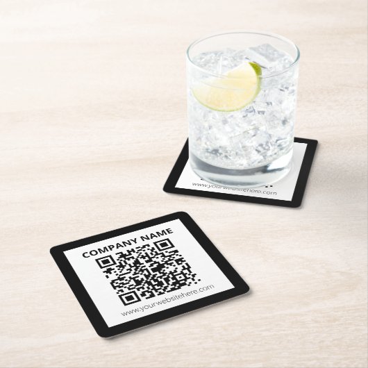 Bewerkbare QR-code en eenvoudig ontwerp Vierkante Kartonnen Onderzetter (Insitu)