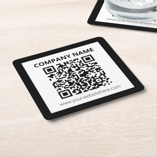 Bewerkbare QR-code en eenvoudig ontwerp Vierkante Kartonnen Onderzetter (Schuin)
