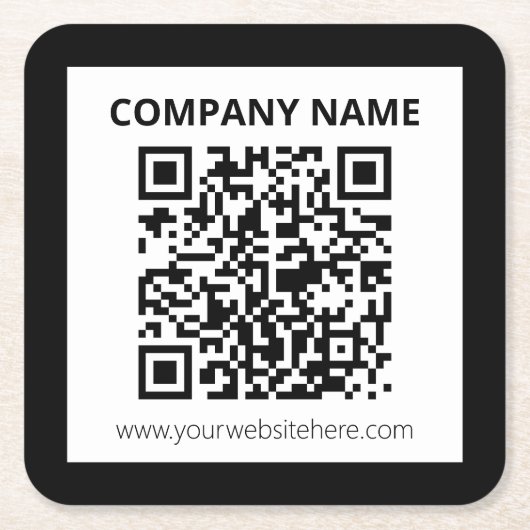 Bewerkbare QR-code en eenvoudig  ontwerp Vierkante Kartonnen Onderzetter (Voorkant)