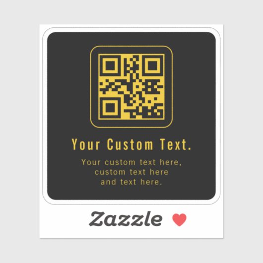 Bewerkbare QR-code en tekstsjabloon | Zwart en gou Sticker (Vel)