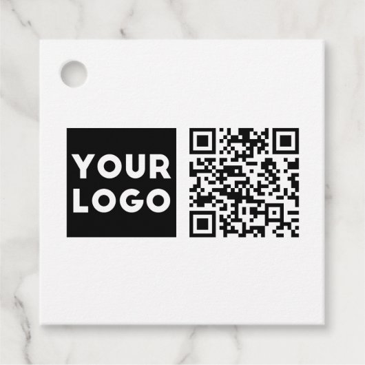 Bewerkbare QR-code en uw zakelijke Logo of Afbeeld Bedankjes Labels (Voorkant)