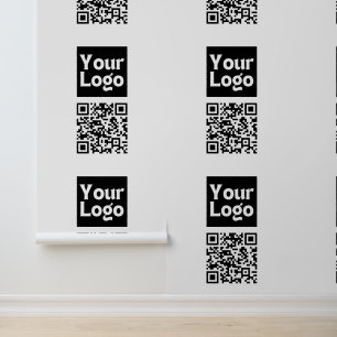 Bewerkbare QR-code en uw zakelijke Logo of Afbeeld Behang
