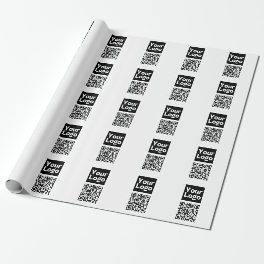 Bewerkbare QR-code en uw zakelijke Logo of Afbeeld Cadeaupapier (Uitgerold)