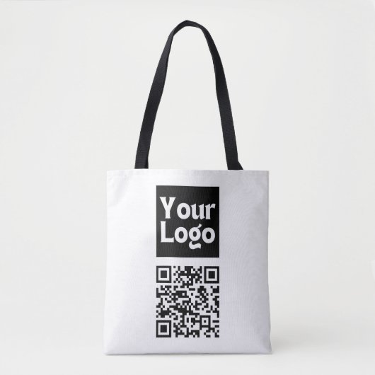 Bewerkbare QR-code en uw zakelijke Logo of Afbeeld Draagtas (Voorkant)
