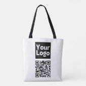 Bewerkbare QR-code en uw zakelijke Logo of Afbeeld Draagtas (Achterkant)