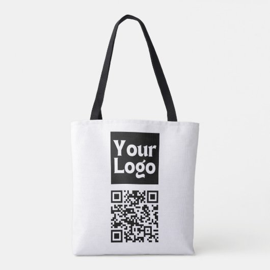 Bewerkbare QR-code en uw zakelijke Logo of Afbeeld Draagtas (Achterkant)