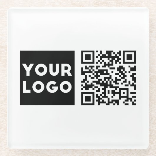 Bewerkbare QR-code en uw zakelijke Logo of Afbeeld Glazen Onderzetter (Voorkant)