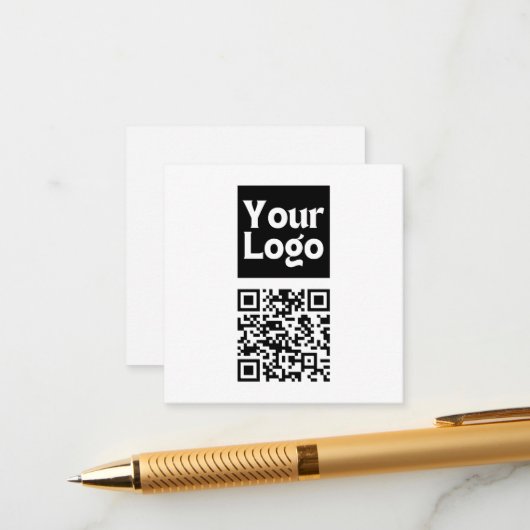 Bewerkbare QR-code en uw zakelijke Logo of Afbeeld Informatiekaartje (Voorkant / Achterkant in situ)
