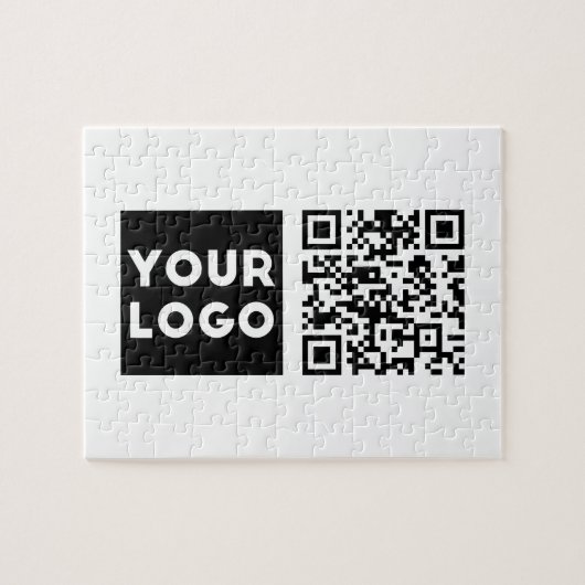Bewerkbare QR-code en uw zakelijke Logo of Afbeeld Legpuzzel (Horizontaal)
