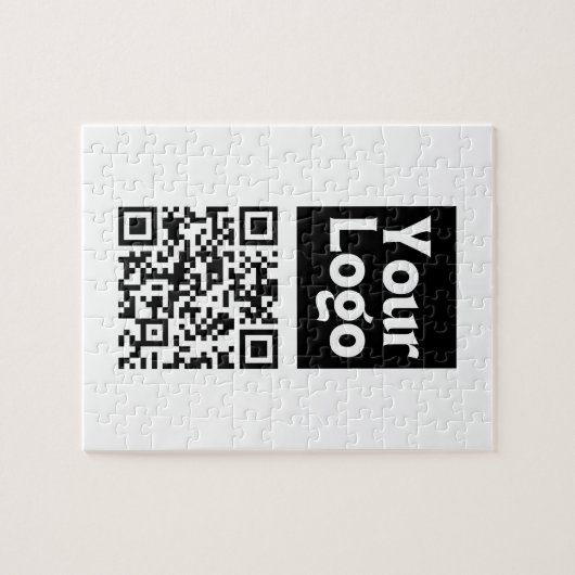 Bewerkbare QR-code en uw zakelijke Logo of Afbeeld Legpuzzel (Horizontaal)