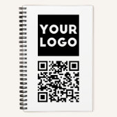 Bewerkbare QR-code en uw zakelijke Logo of Afbeeld Notitieboek (Voorkant)