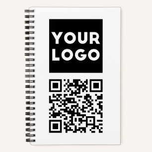 Bewerkbare QR-code en uw zakelijke Logo of Afbeeld Notitieboek