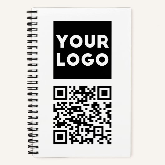 Bewerkbare QR-code en uw zakelijke Logo of Afbeeld Notitieboek (Voorkant)
