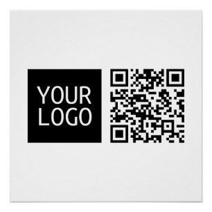 Bewerkbare QR-code en uw zakelijke Logo of Afbeeld Perfect Poster