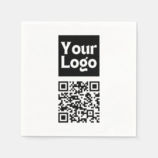 Bewerkbare QR-code en uw zakelijke Logo of Afbeeld Servet (Voorkant)