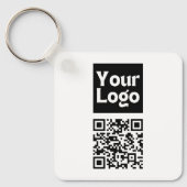 Bewerkbare QR-code en uw zakelijke Logo of Afbeeld Sleutelhanger (Voorkant)