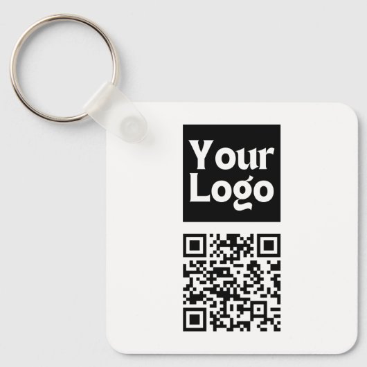 Bewerkbare QR-code en uw zakelijke Logo of Afbeeld Sleutelhanger (Voorkant)