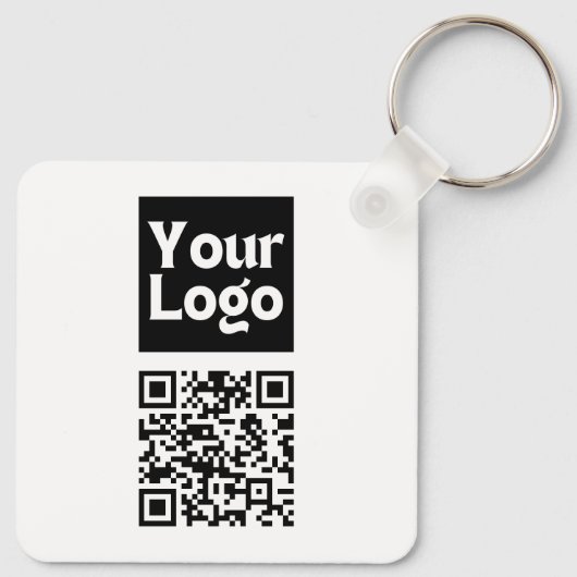Bewerkbare QR-code en uw zakelijke Logo of Afbeeld Sleutelhanger (Achterkant)