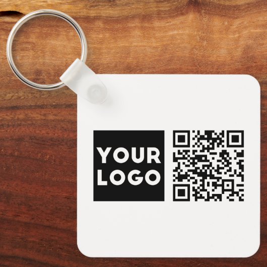 Bewerkbare QR-code en uw zakelijke Logo of Afbeeld Sleutelhanger (Voorkant)