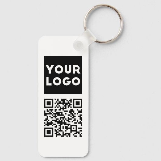 Bewerkbare QR-code en uw zakelijke Logo of Afbeeld Sleutelhanger (Achterkant)