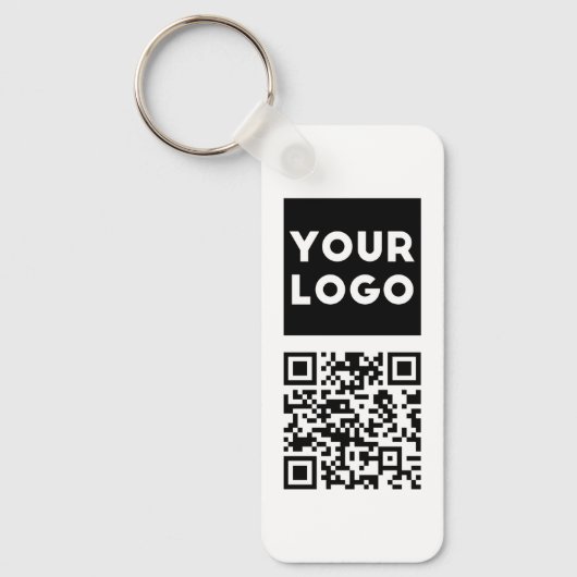 Bewerkbare QR-code en uw zakelijke Logo of Afbeeld Sleutelhanger (Voorkant)