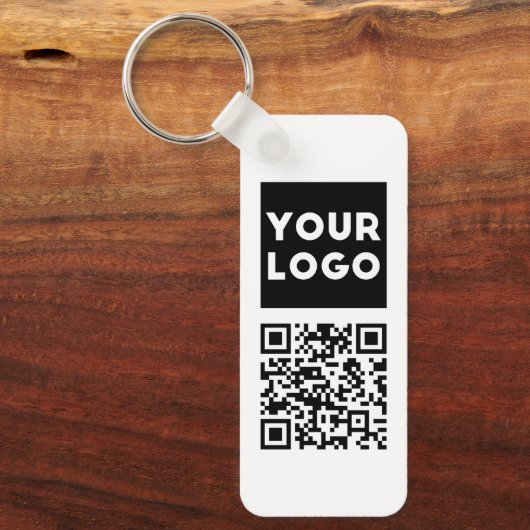 Bewerkbare QR-code en uw zakelijke Logo of Afbeeld Sleutelhanger (Voorkant)