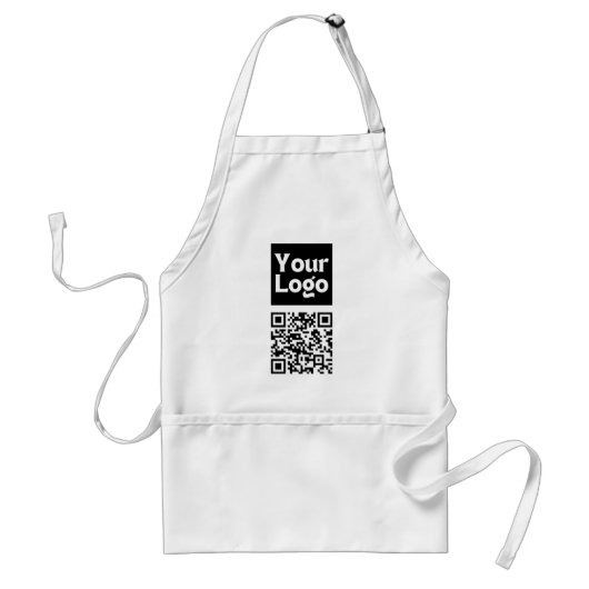 Bewerkbare QR-code en uw zakelijke Logo of Afbeeld Standaard Schort (Voorkant)