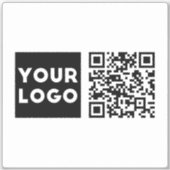 Bewerkbare QR-code en uw zakelijke Logo of Afbeeld Sticker (Voorkant)