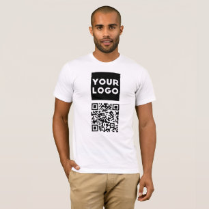 Bewerkbare QR-code en uw zakelijke Logo of Afbeeld T-shirt