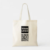 Bewerkbare QR-code en uw zakelijke Logo of Afbeeld Tote Bag (Achterkant)