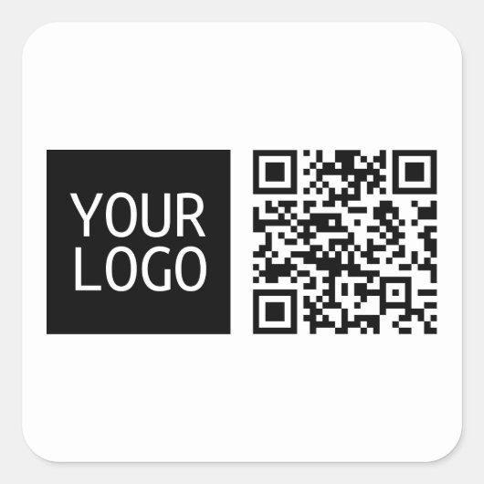 Bewerkbare QR-code en uw zakelijke Logo of Afbeeld Vierkante Sticker (Voorkant)