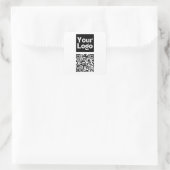 Bewerkbare QR-code en uw zakelijke Logo of Afbeeld Vierkante Sticker (Tas)