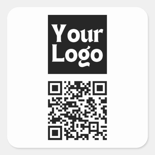 Bewerkbare QR-code en uw zakelijke Logo of Afbeeld Vierkante Sticker (Voorkant)