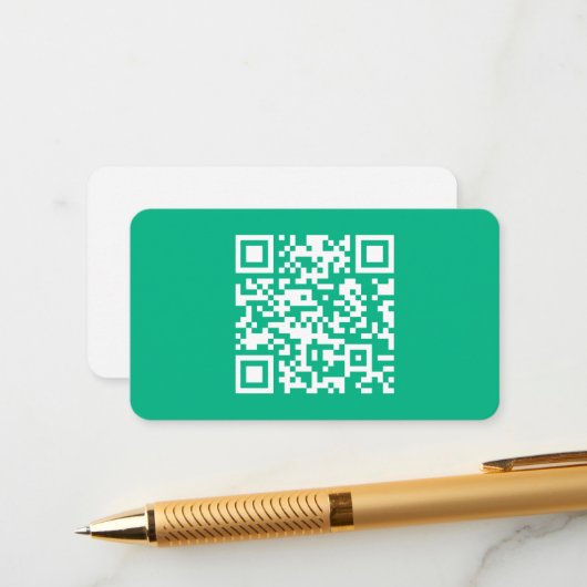 Bewerkbare QR-code Genereer je eigen | Teal groen Informatiekaartje (Voorkant / Achterkant in situ)