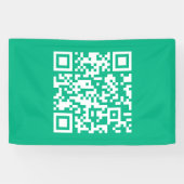 Bewerkbare QR-code Genereer je eigen |  Teal groen Spandoek (Horizontaal)