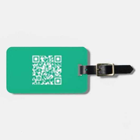 Bewerkbare QR-code genereert uw eigen | Blauwgroen Bagagelabel (Voorkant horizontaal)