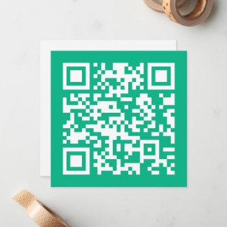 Bewerkbare QR-code genereert uw eigen | Blauwgroen Notitiekaartje