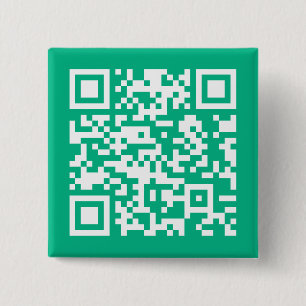 Bewerkbare QR-code genereert uw eigen   Blauwgroen Vierkante Button 5,1 Cm