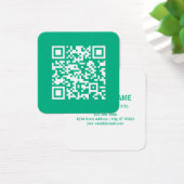 Bewerkbare QR-code genereert uw eigen | Blauwgroen Vierkante Visitekaartjes (Bureau)