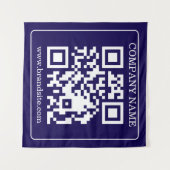Bewerkbare QR-code Navy Blue Moderne Merkdisplay Wandkleed (Voorkant (horizontaal))
