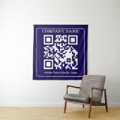 Bewerkbare QR-code Navy Blue Moderne Merkdisplay Wandkleed (In situ)